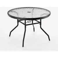 Helloshop26 Tuintafels - - Ronde tafel 70 cm - Gehard glas - Metalen frame - Parasolgat 4,2 cm