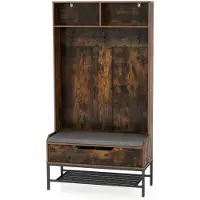 Helloshop26 Jassenrek - - 4 in 1 - Opbergbank - Verwijderbaar zitkussen - Bruin 90 x 38,5 x 170 cm
