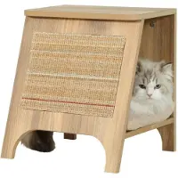 Zolux 3-in-1 Cat Console - - Sisal Scratching Post, Bed and Side Table - 43.5 cm - Boreal - Beige