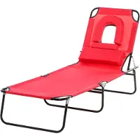 Outsunny Ligstoel - Staal - 187x58x36cm - Rood