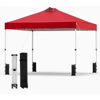 Northix Rode opklapbare partytent, 3 x 3 meter, met zandzakken en palen
