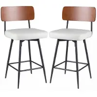 Northix Zes rotatiebare barkrukken, 2 stuks, wit kunstleer, ergonomisch