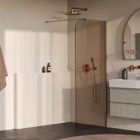 Brauer Orion inloopdouche bronsglas 90cm afgerond koper geborsteld PVD