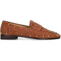 Manfield Oranje suède loafers met studs | Maat 36