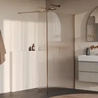 Brauer Oblivion inloopdouche ribbelglas 120cm met 30cm zijwand koper geborsteld PVD