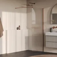 Brauer Oblivion inloopdouche ribbelglas 100cm koper geborsteld PVD