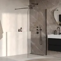 Brauer Orion inloopdouche helder glas 120cm afgerond zwart mat