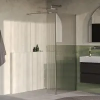 Brauer Oblivion inloopdouche ribbelglas 100cm met 30cm zijwand RVS geborsteld PVD