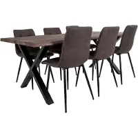 Ebuy24 Tony eethoek , 1 eettafel en 6 stoelen donker bruin en eik.