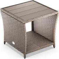 Casaria Polyrotan Bijzettafel Vedis Creme 45x45x40cm