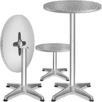 Casaria Statafel set van 2 Zilver aluminium Ø60cm inklapbaar, in hoogte verstelbaar