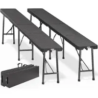 Casaria Picknickbank Malmö Set van 2 Zwart 180cm Inklapbaar