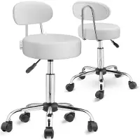 Casaria Rolkruk Wit Set van 2 360° draaibaar met rugleuning