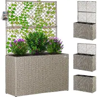 Casaria Polyrattan Bloembak met Latwerk Crème