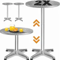 Casaria Statafel set van 2 Zilver aluminium Ø60cm in hoogte verstelbaar