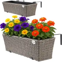 Casaria Polyrotan Balkonbak Set van 2 Creme
