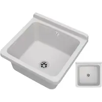 Granitan Gootsteen Orta voor Garage Wasruimte - Wasbak Stookruimte - met Sifon - Wit - 40x38x22,9cm