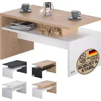 Casaria Salontafel Sacramento Wit/Eik 95x55x50cm