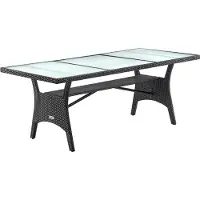 Casaria Polyrotan Tuintafel Takeo Zwart 190x90x74cm Glas