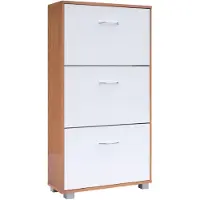 Casaria Schoenenkast Beuken / Wit 3 Kleppen 115x60x24cm