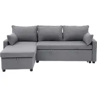 CALICOSY 3-zits slaapbank in stof met chaise longue l219 cm louison