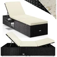 Casaria Polyrotan ligbed Zwart/Crème 200x58x33cm