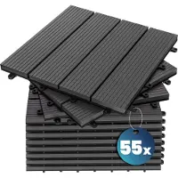 Casaria Tegels 55 stuks Klassiek Antraciet WPC 30x30cm
