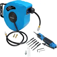 Monzana Persluchtslang Haspel + Carosseriezaag Blauw Zwart 10M