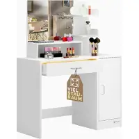 Casaria Makeup tafel Jocelyn - Spiegel Lade 3 Planken 90x40cm – Wit