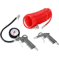 Deuba Perslucht Toebehoor Set van 3 Pistool Manometer Spiraalslang