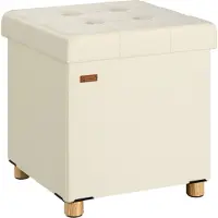 Casaria Poef Beige Fluweel 42x38x38cm inklapbaar