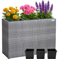 Casaria Polyrattan Bloembak Grijs 83x30,5x60cm