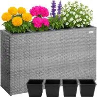 Casaria Hoge Plantenbak Grijs Kunststof 95x27x60cm