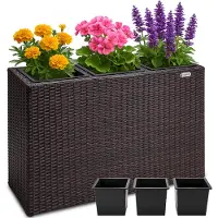 Casaria Polyrattan Bloempot Bruin 83x30,5x60cm