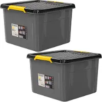 Monzana Opbergbox Set van 2 Grijs/Antraciet 39x39x26cm stapelbaar