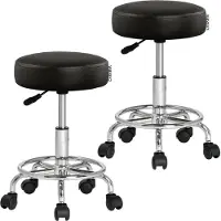 Casaria Kruk op Wielen - 2 Stuks Draaibaar Hoogte 51-65 cm – Zwart