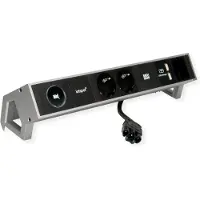Bachmann DESK2 1xIOTspot 2x geaard stopcontact, USB Oplader 1xABD 0,2m GST18, inox