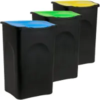 Deuba Afvalbak Set van 3 Blauw/Groen/Geel 50L