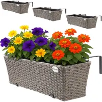 Casaria Plantenbak Polyrotan 4 Stuks Crème