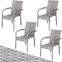 Casaria Polyrotan Tuinstoel Comfort 4 stuks Grijs
