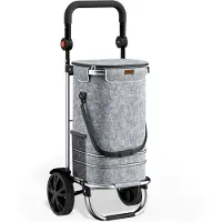 Monzana Boodschappentrolley Grijs Alu 56L 31x24x54cm