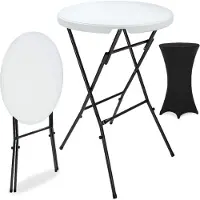 Casaria Statafel Wit Ø72cm + Statafelhoes Zwart Ø70cm