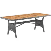 Casaria Polyrotan Tuintafel Takeo Grijs 190x90x74cm Acacia