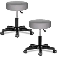 Casaria Verstelbare Draaikruk - 46/60cm Zithoogte – 2 Stuks Grijs