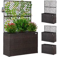 Casaria Polyrattan Bloembak met Latwerk Bruin
