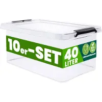 Deuba Opbergbox 10 Stuks Transparant 58x39x26cm 40L stapelbaar