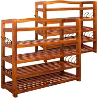 Casaria Schoenenrek 2 Stuks Massief Acaciahout 82x95x26cm