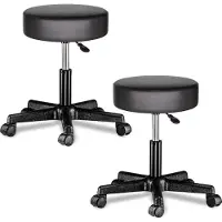 Casaria Bureaustoel Bureaukruk - Draaistoel - Gestoffeerde – Zwart – 2 Stuks