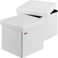 Casaria Poef set van 2 Wit kunstleer 38x38x38cm inklapbaar