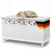 Casaria Houten Bijzetkast Opbergbox met scharnier deksel - 80 x 40 x 48cm - max. 100 kg draagvermogen